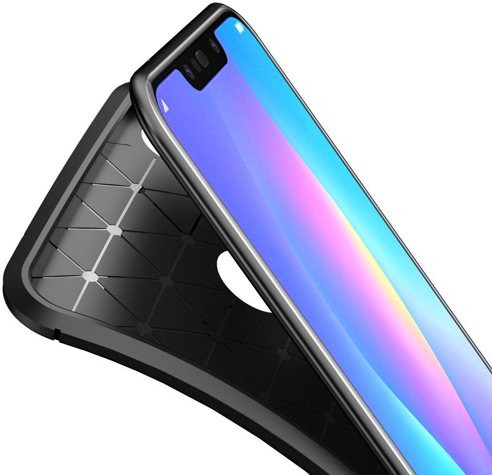 Huawei P Smart Plus Siliconen Carbon Hoesje Zwart afbeelding 6