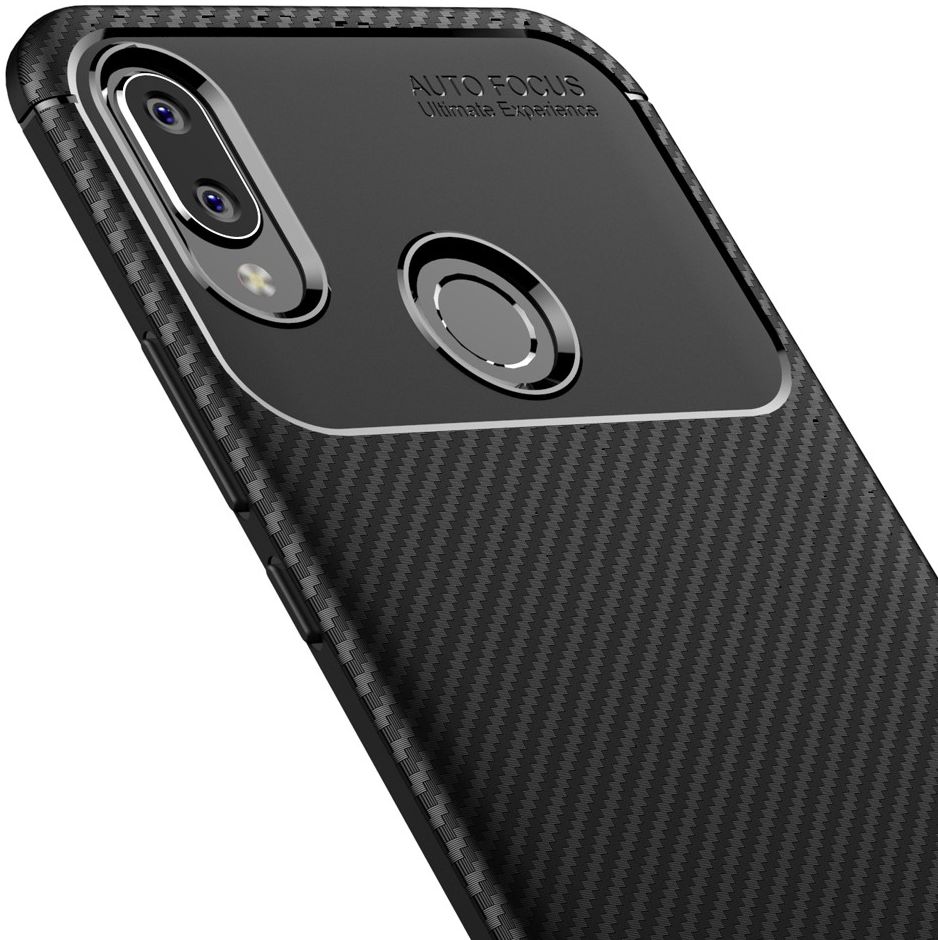 Huawei P Smart Plus Siliconen Carbon Hoesje Zwart afbeelding 9