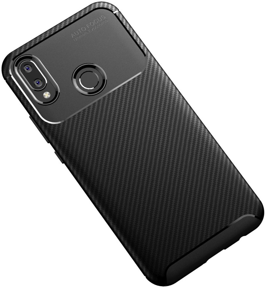 Huawei P Smart Plus Siliconen Carbon Hoesje Zwart afbeelding 10