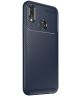 Huawei P Smart Plus Siliconen Carbon Hoesje Blauw