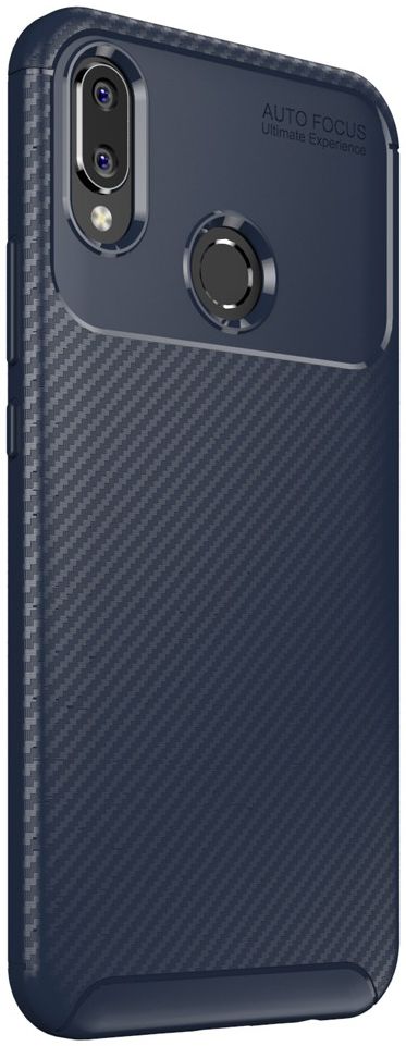 Huawei P Smart Plus Siliconen Carbon Hoesje Blauw afbeelding 2