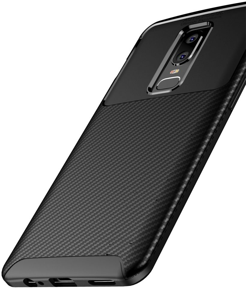 OnePlus 6 Siliconen Carbon Hoesje Zwart afbeelding 11