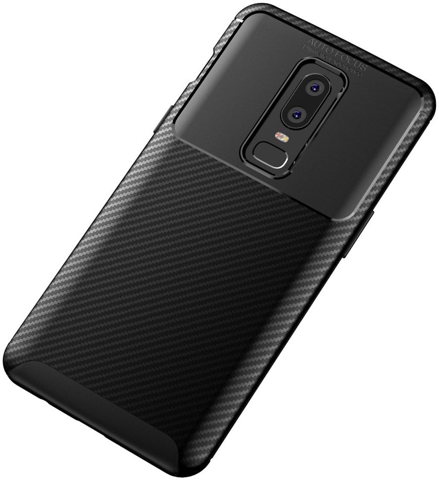 OnePlus 6 Siliconen Carbon Hoesje Zwart afbeelding 12