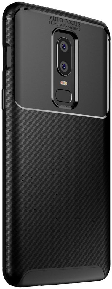 OnePlus 6 Siliconen Carbon Hoesje Zwart afbeelding 2