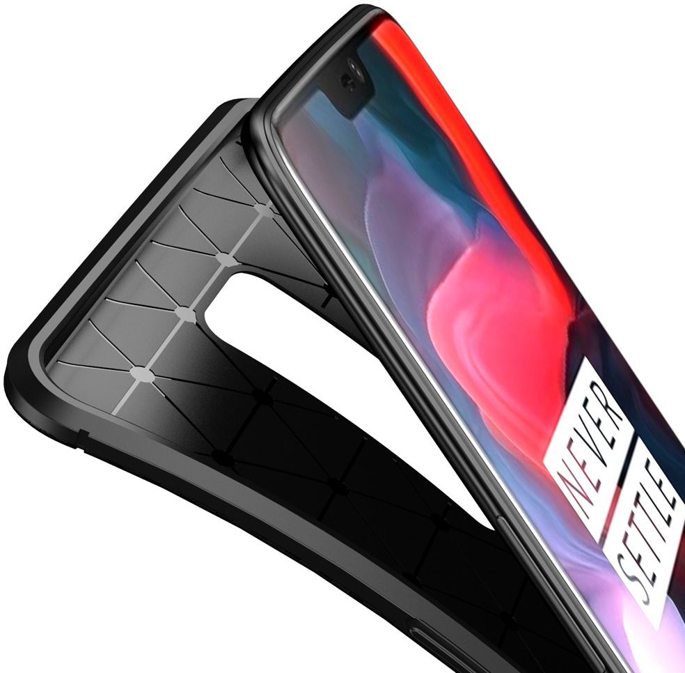 OnePlus 6 Siliconen Carbon Hoesje Zwart afbeelding 6