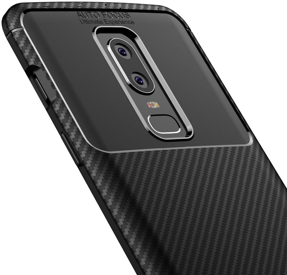 OnePlus 6 Siliconen Carbon Hoesje Zwart afbeelding 8