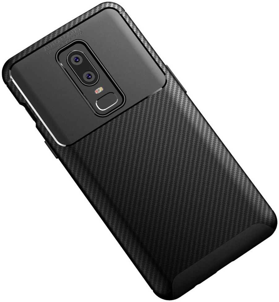 OnePlus 6 Siliconen Carbon Hoesje Zwart afbeelding 9