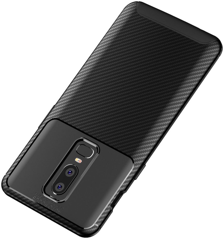 OnePlus 6 Siliconen Carbon Hoesje Zwart afbeelding 10