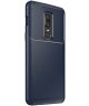 OnePlus 6 Siliconen Carbon Hoesje Blauw