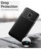 OnePlus 6T Siliconen Carbon Hoesje Zwart
