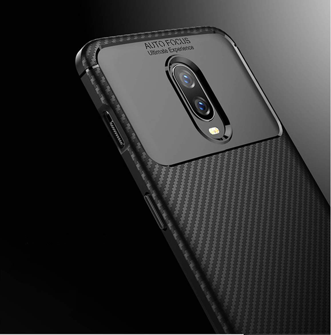 OnePlus 6T Siliconen Carbon Hoesje Zwart afbeelding 5