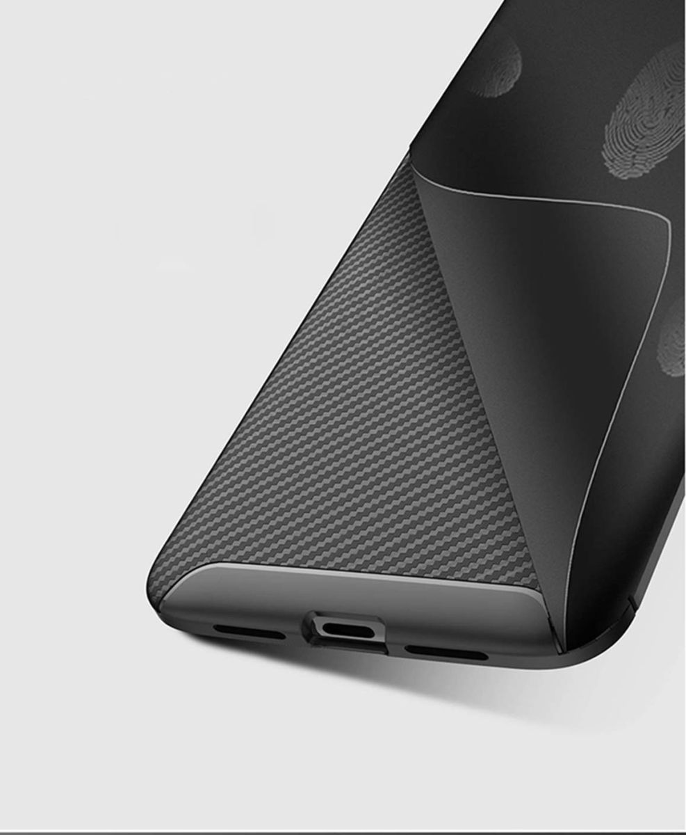 OnePlus 6T Siliconen Carbon Hoesje Zwart afbeelding 6