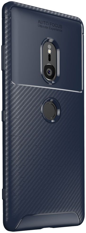Sony Xperia XZ3 Siliconen Carbon Hoesje Blauw afbeelding 5
