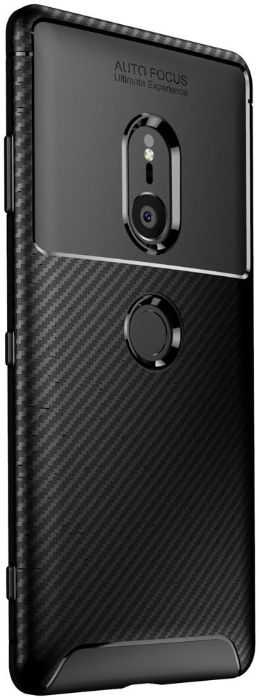 Sony Xperia XZ3 Siliconen Carbon Hoesje Zwart afbeelding 2