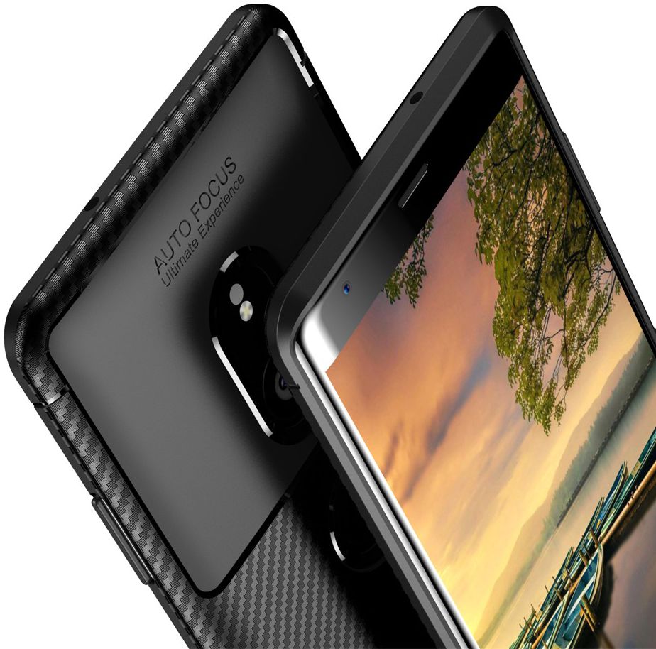 Sony Xperia XZ3 Siliconen Carbon Hoesje Zwart afbeelding 5