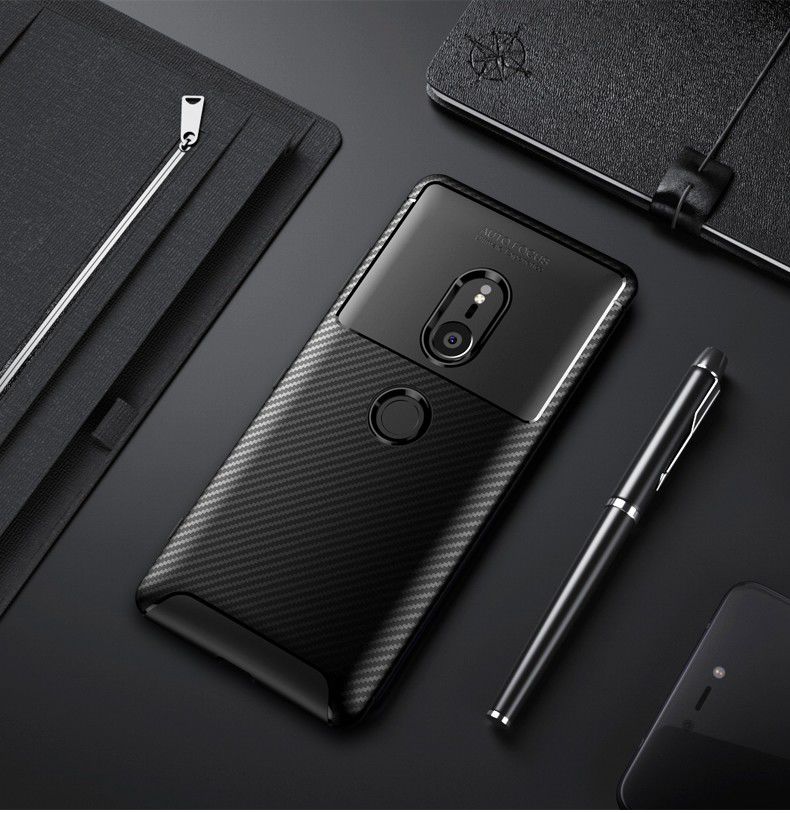 Sony Xperia XZ3 Siliconen Carbon Hoesje Zwart afbeelding 7