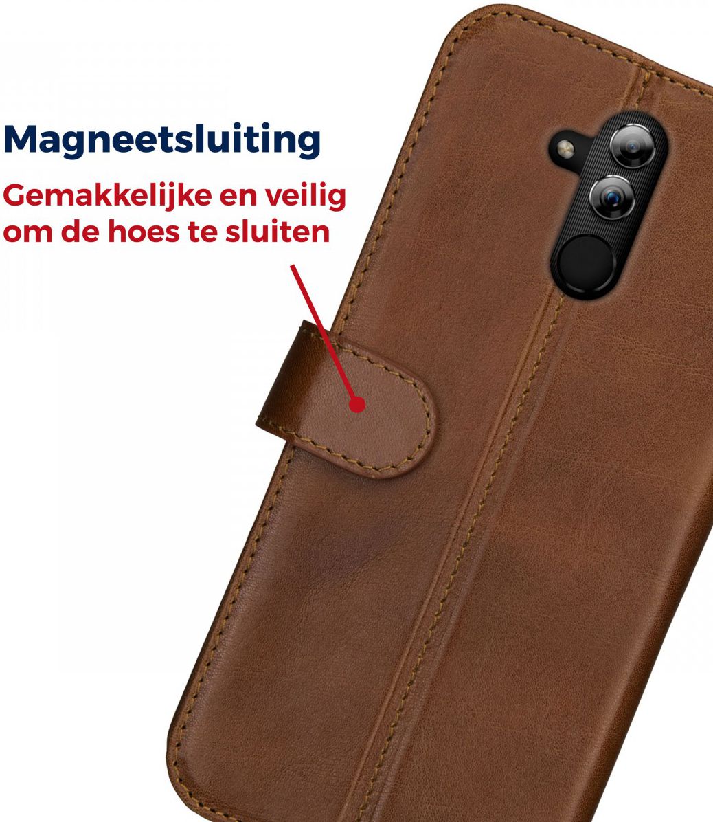 Rosso Deluxe Huawei Mate 20 Lite Hoesje Echt Leer Book Case Bruin afbeelding 9