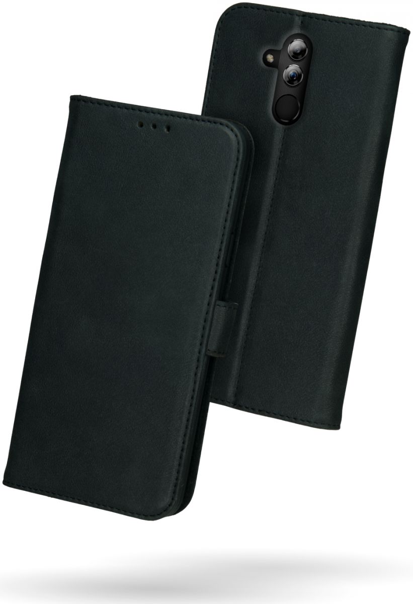 Rosso Deluxe Huawei Mate 20 Lite Hoesje Echt Leer Book Case Zwart afbeelding 2