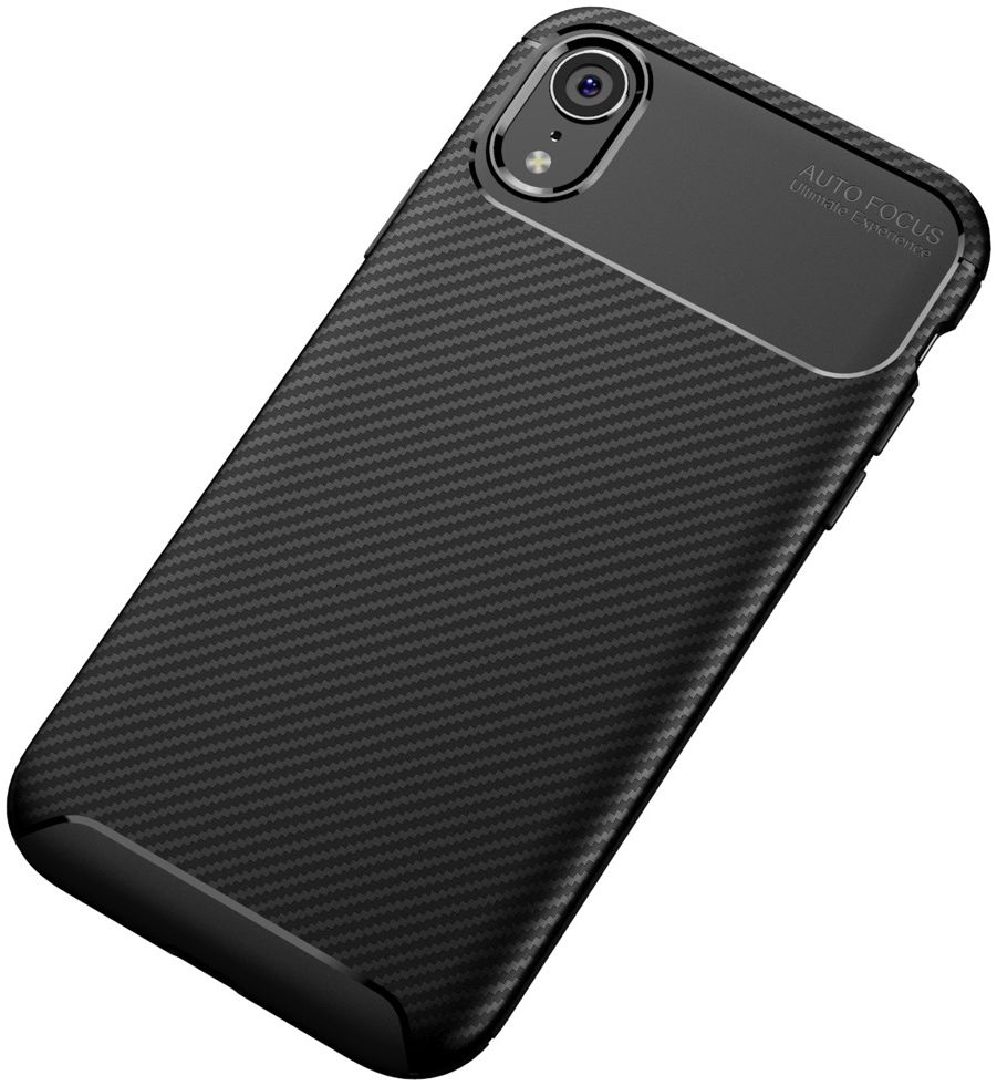 Apple iPhone XR Siliconen Carbon Hoesje Zwart afbeelding 11