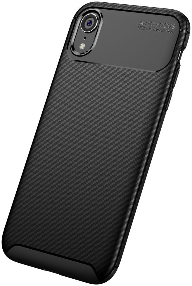 Apple iPhone XR Siliconen Carbon Hoesje Zwart afbeelding 4