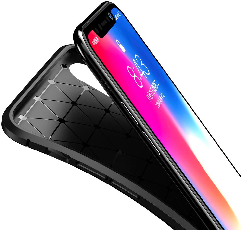 Apple iPhone XR Siliconen Carbon Hoesje Zwart afbeelding 6