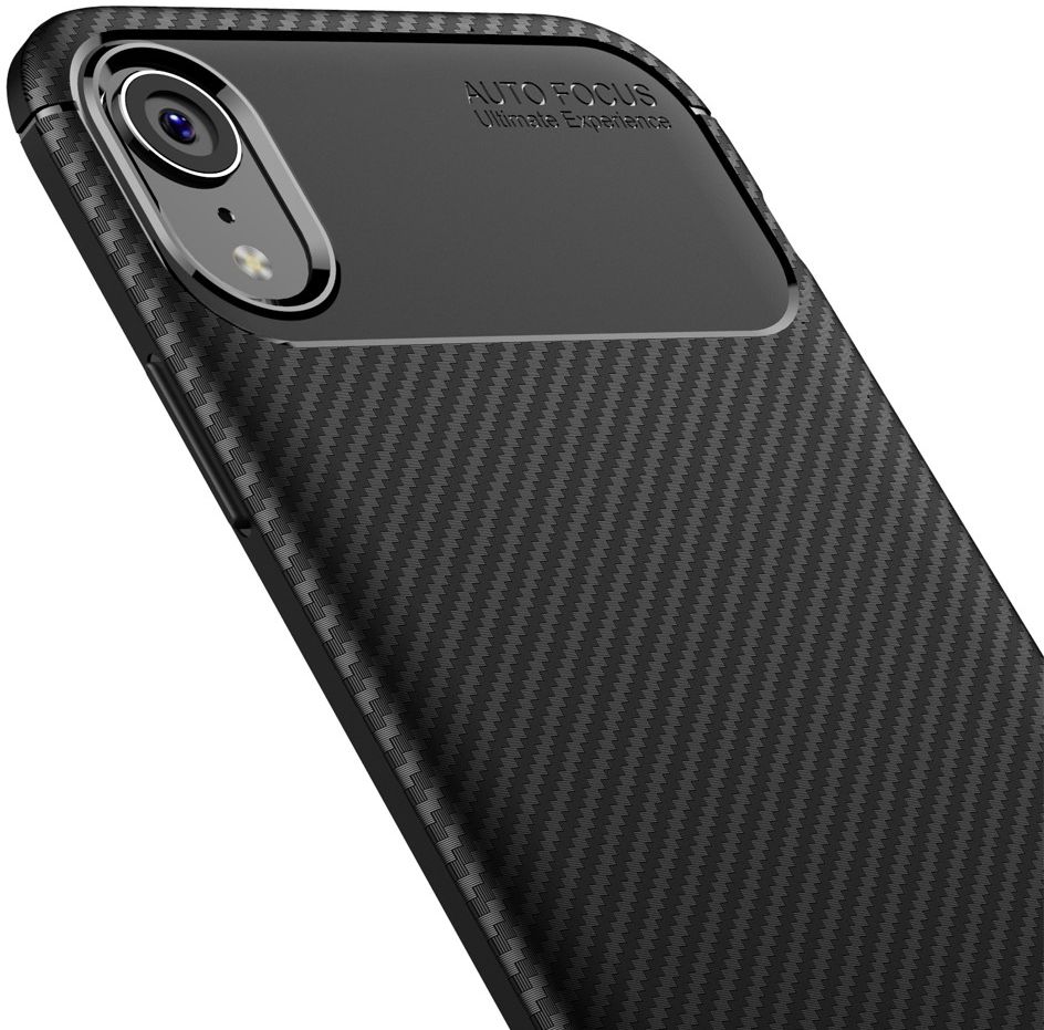 Apple iPhone XR Siliconen Carbon Hoesje Zwart afbeelding 8