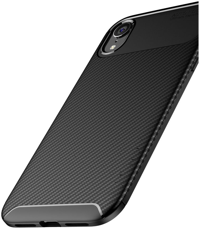 Apple iPhone XR Siliconen Carbon Hoesje Zwart afbeelding 10