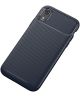 Apple iPhone XR Siliconen Carbon Hoesje Blauw