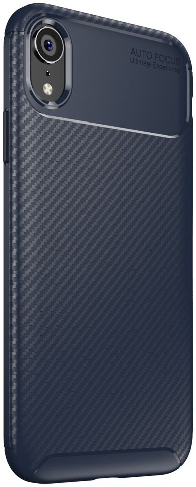 Apple iPhone XR Siliconen Carbon Hoesje Blauw afbeelding 2