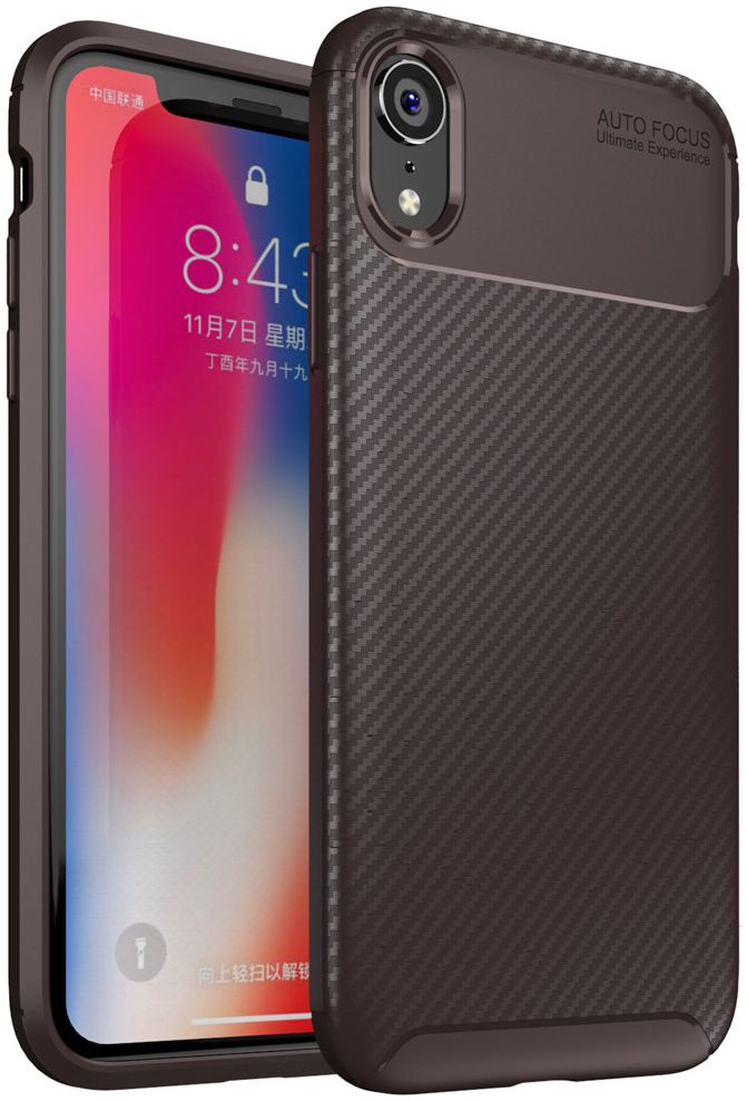 Apple iPhone XR Siliconen Carbon Hoesje Brons afbeelding 1