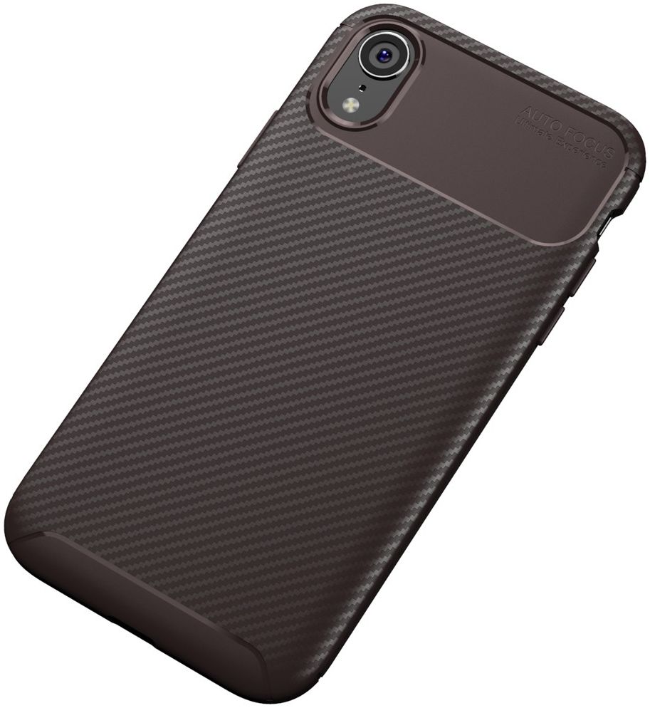 Apple iPhone XR Siliconen Carbon Hoesje Brons afbeelding 4