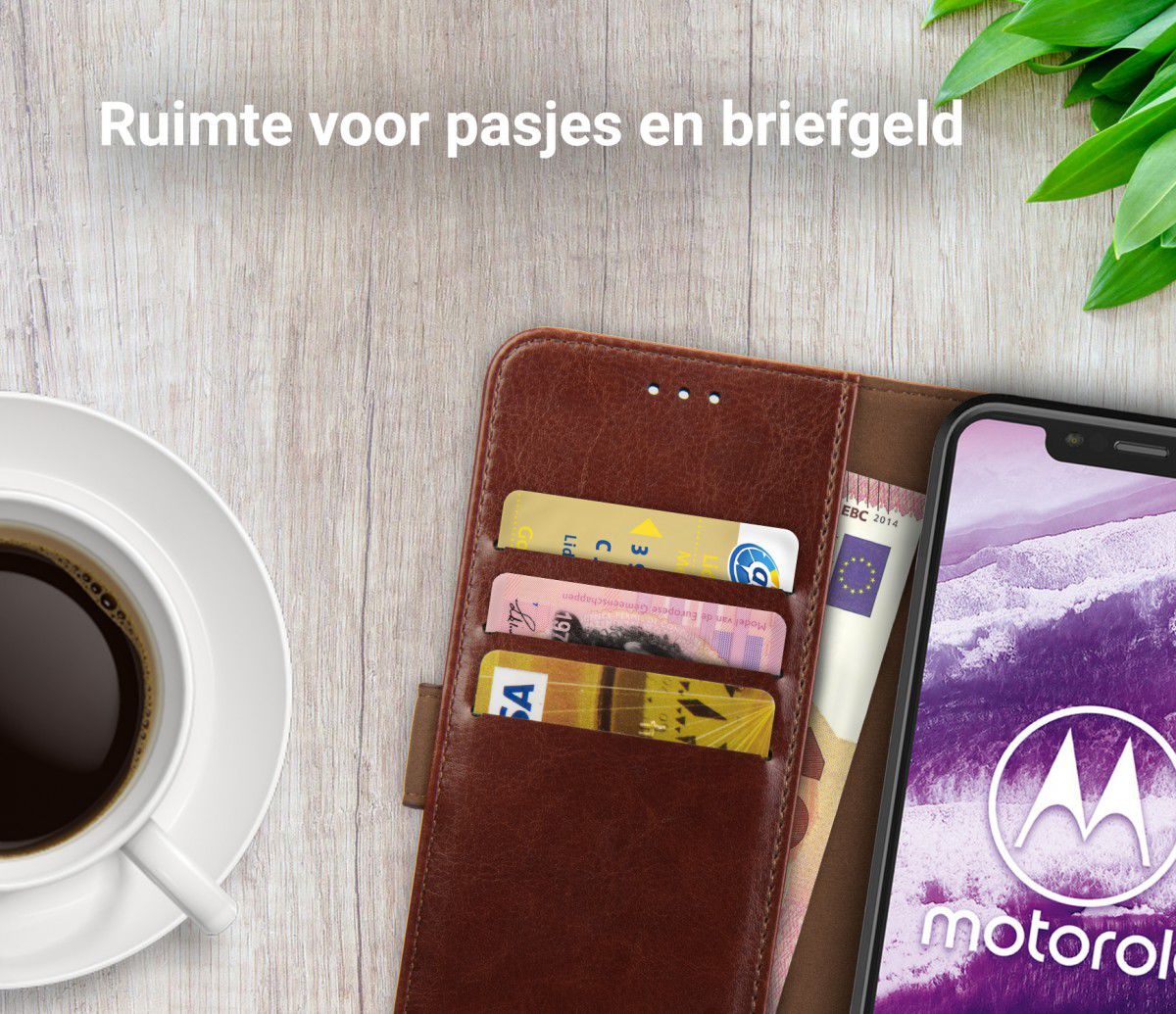 Rosso Element Motorola One Hoesje Book Cover Bruin afbeelding 9
