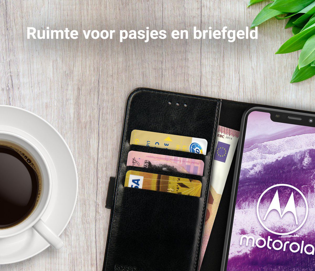 Rosso Element Motorola One Hoesje Book Cover Zwart afbeelding 9