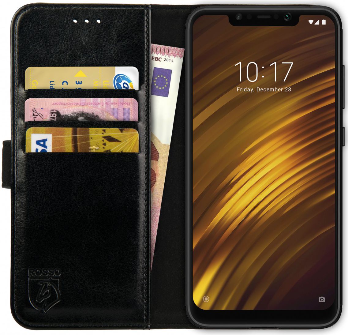 Rosso Element Xiaomi Pocophone F1 Hoesje Book Cover Zwart afbeelding 1