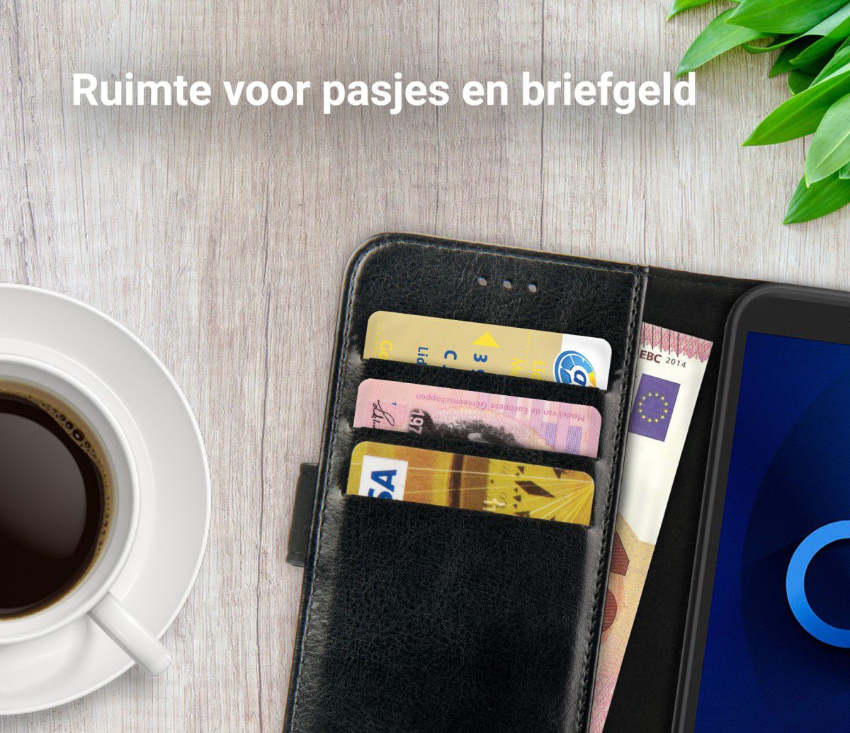 Rosso Element Alcatel 1 Hoesje Book Cover Zwart afbeelding 8