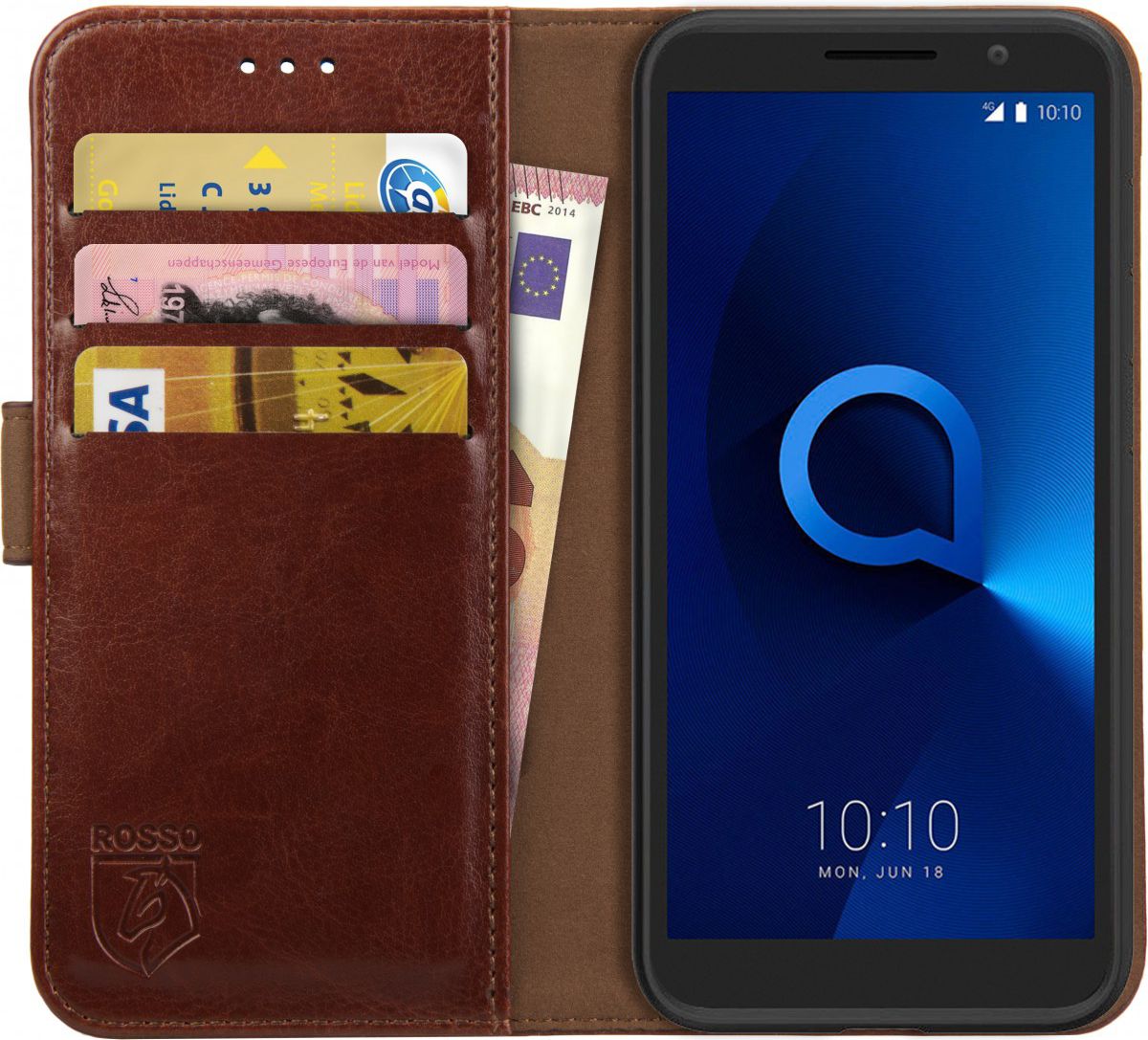 Rosso Element Alcatel 1 Hoesje Book Cover Bruin afbeelding 1