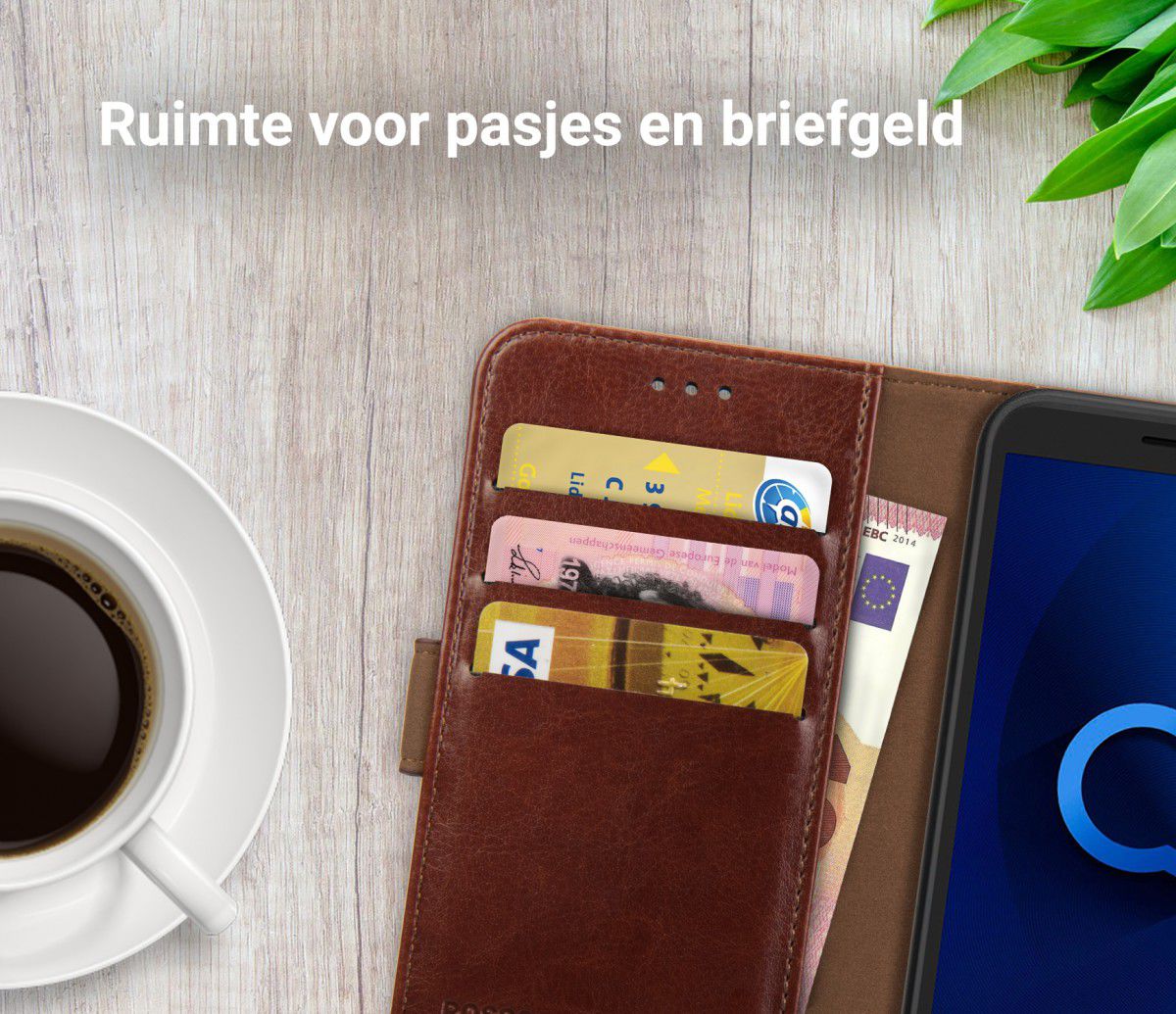 Rosso Element Alcatel 1 Hoesje Book Cover Bruin afbeelding 8