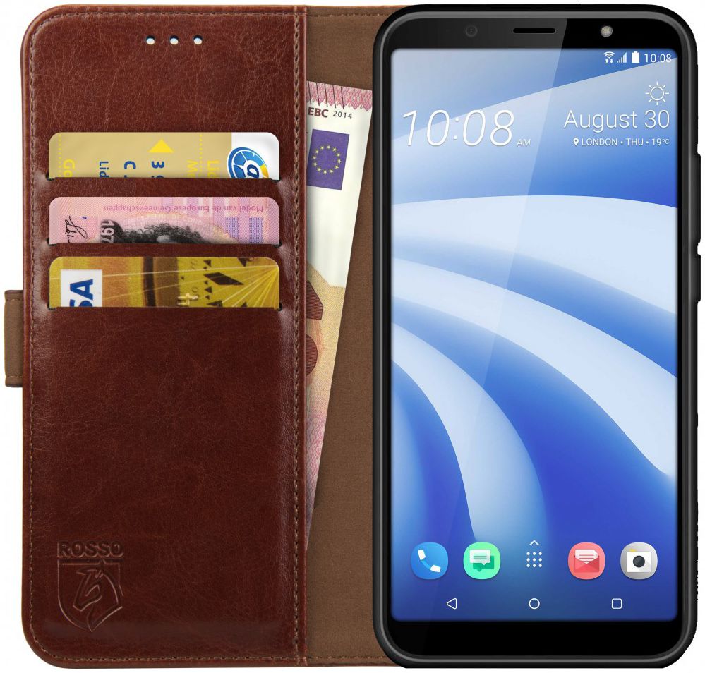 Rosso Element HTC U12 Life Hoesje Book Cover Bruin afbeelding 1