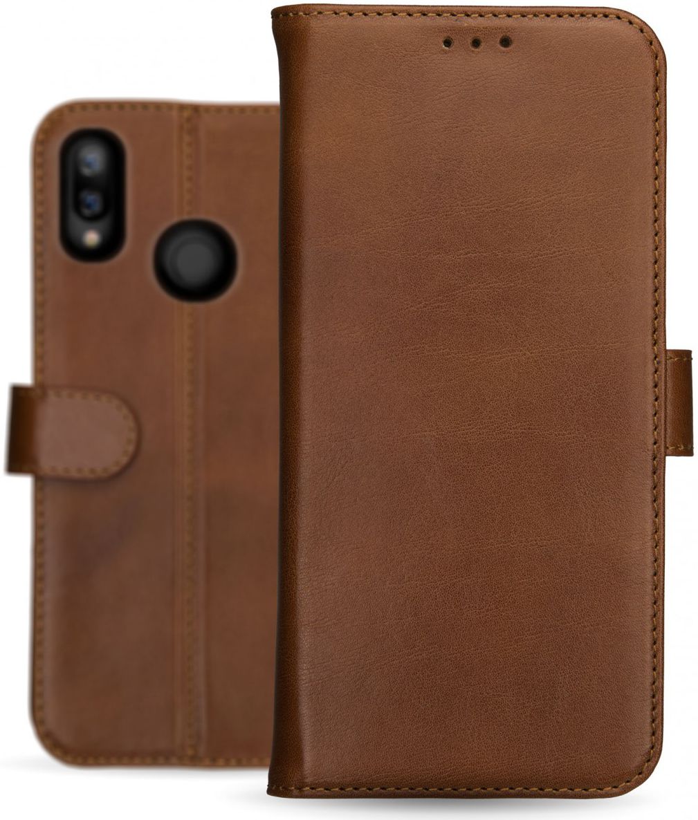 Rosso Deluxe Huawei P Smart Plus Hoesje Echt Leer Book Case Bruin afbeelding 13