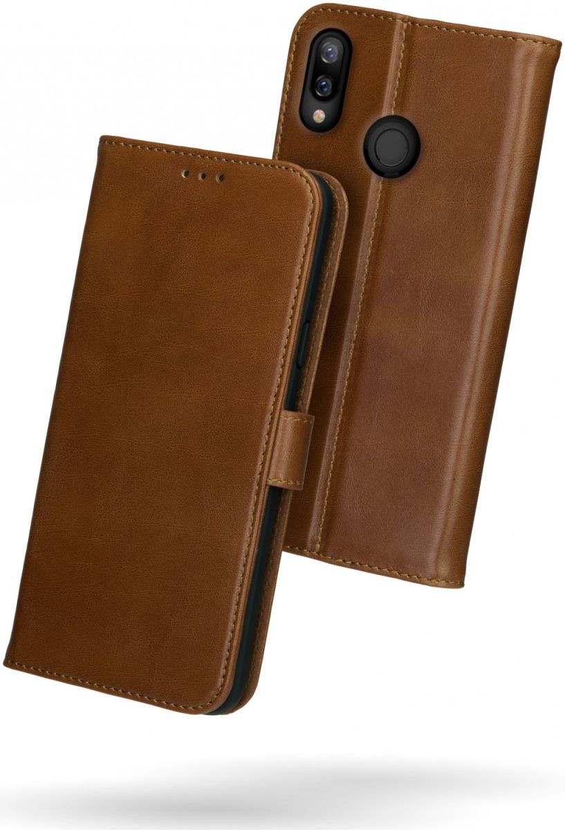 Rosso Deluxe Huawei P Smart Plus Hoesje Echt Leer Book Case Bruin afbeelding 2