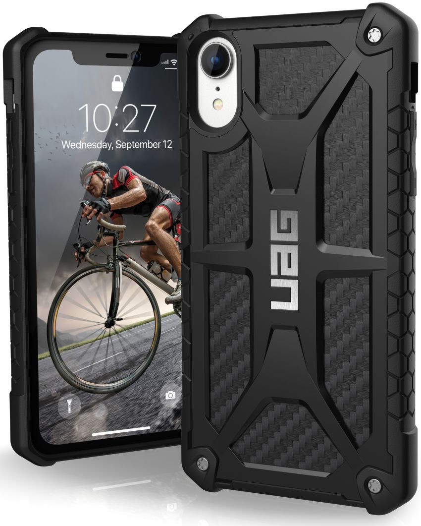 Urban Armor Gear Monarch Hoesje Apple iPhone XR Zwart Carbon Fiber afbeelding 1