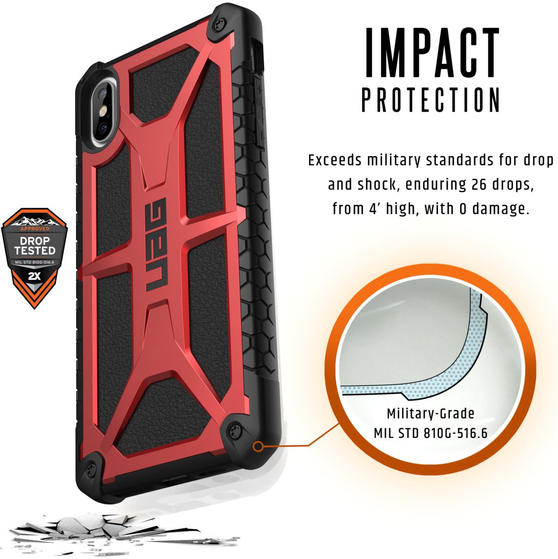 Urban Armor Gear Monarch Hoesje Apple iPhone XS Max Crimson afbeelding 7