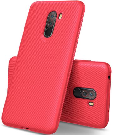 Xiaomi PocoPhone F1 Twill Slim Texture Back Cover Rood Hoesjes