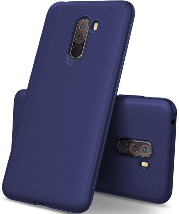 Xiaomi PocoPhone F1 Twill Slim Texture Back Cover Blauw Hoesjes