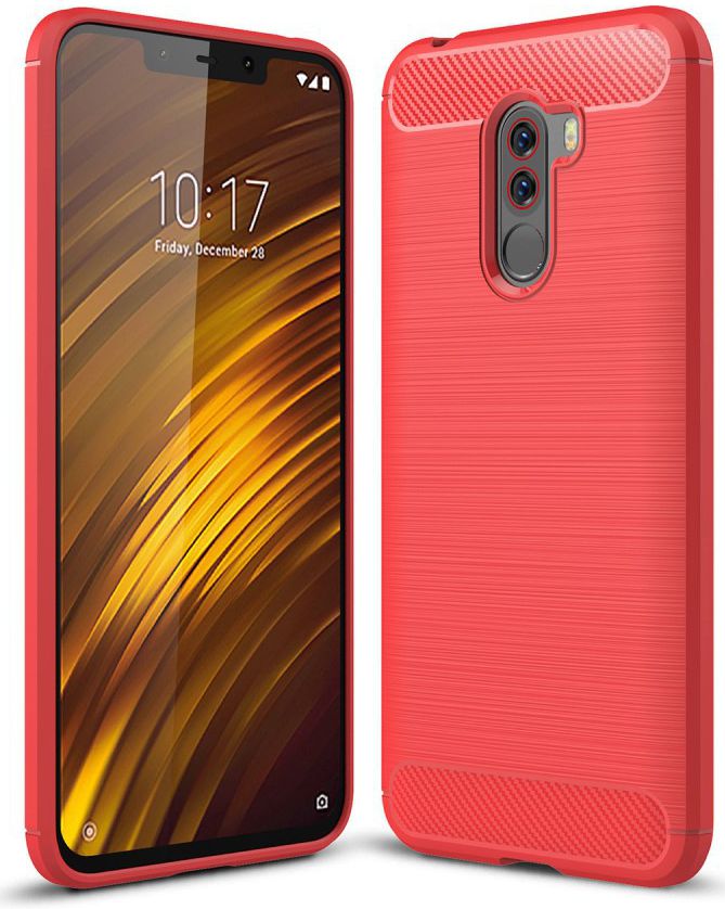 Xiaomi Pocophone F1 Brushed TPU Hoesje Rood afbeelding 1