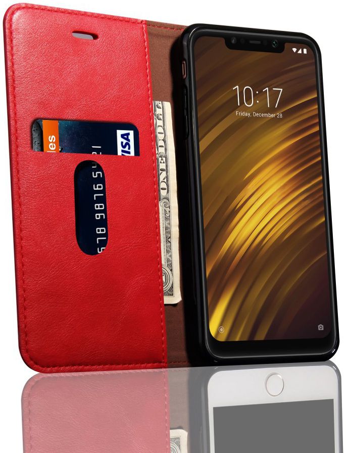 Xiaomi PocoPhone F1 Hoesje met Kaarthouder Rood afbeelding 2