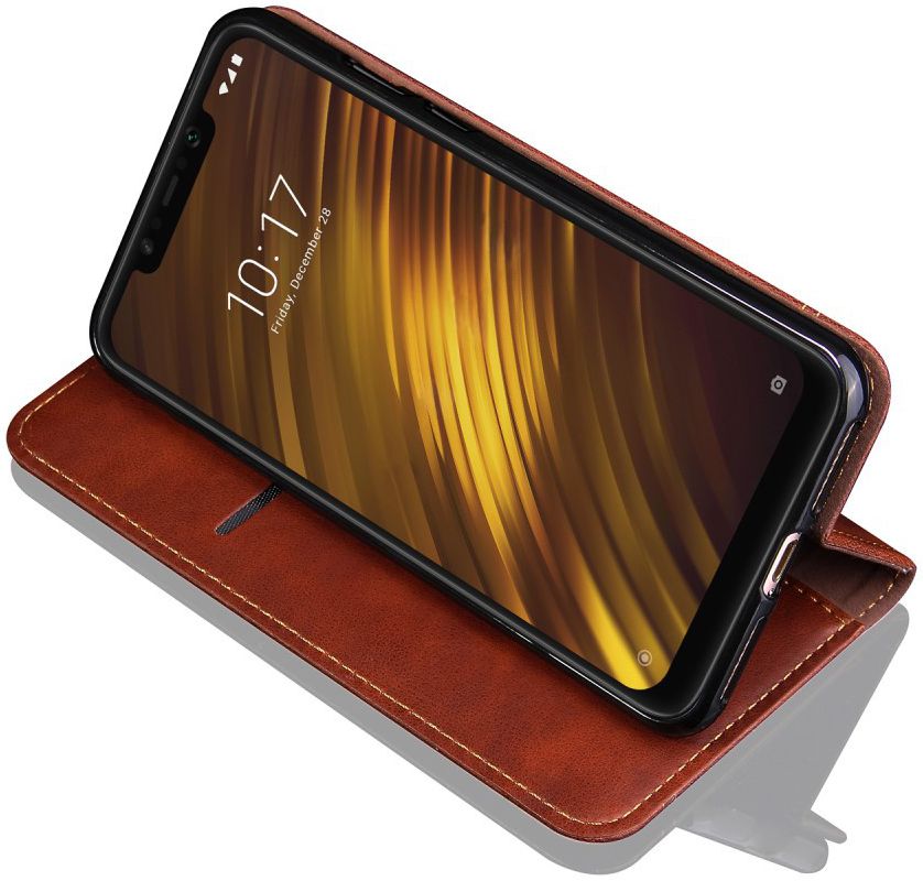 Xiaomi PocoPhone F1 Hoesje met Kaarthouder Bruin afbeelding 3