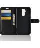 Huawei Mate 20 Lite Lederen Wallet Stand Hoesje Zwart