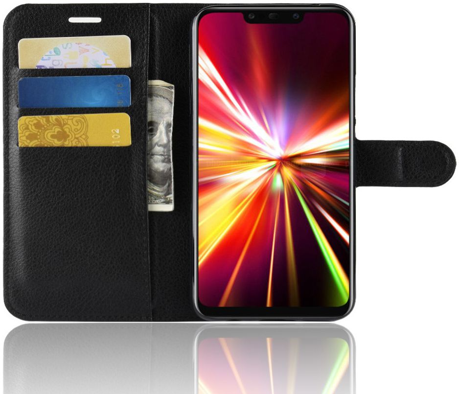 Huawei Mate 20 Lite Lederen Wallet Stand Hoesje Zwart afbeelding 1