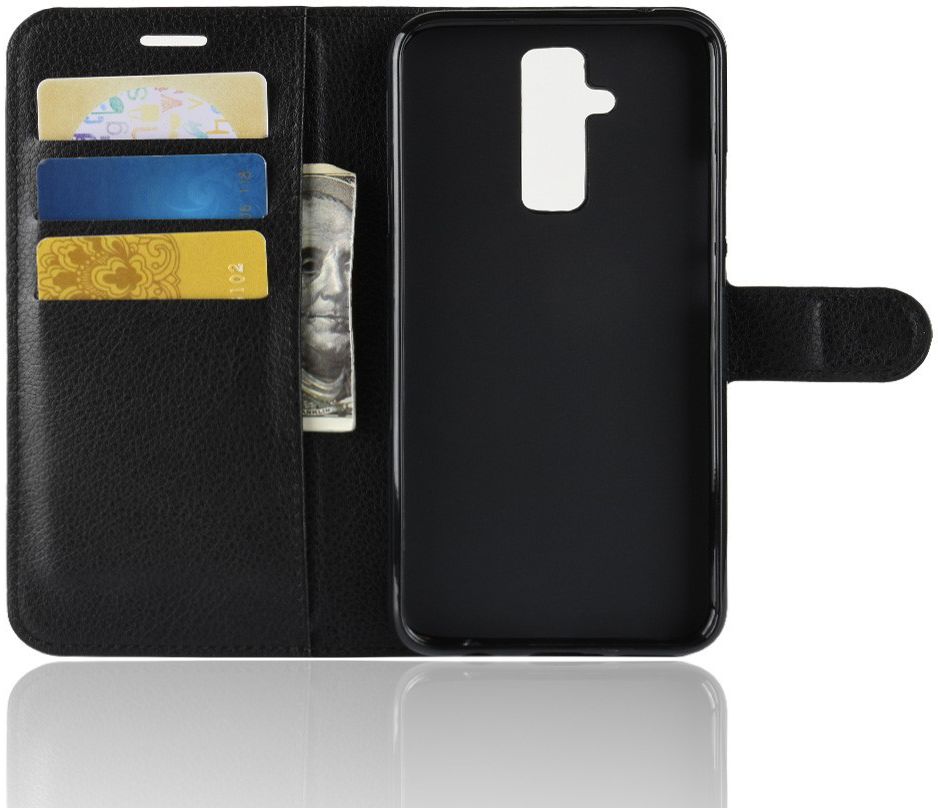 Huawei Mate 20 Lite Lederen Wallet Stand Hoesje Zwart afbeelding 6